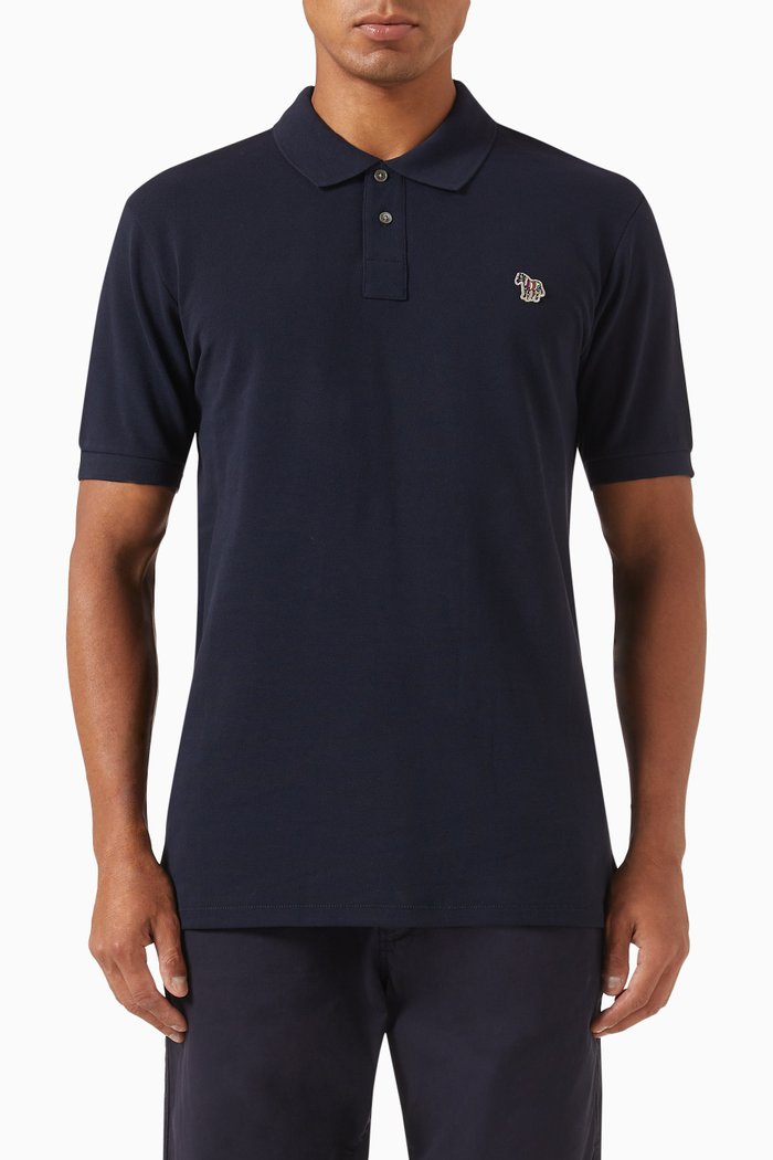 

Zebra Logo Polo Shirt in Cotton, Blue