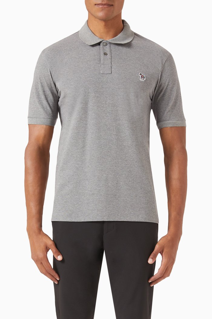 

Zebra Logo Polo Shirt in Cotton, Grey