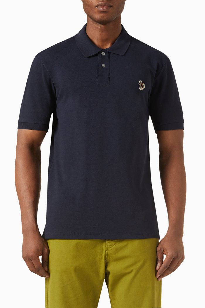 

Zebra Logo Polo Shirt in Cotton, Blue