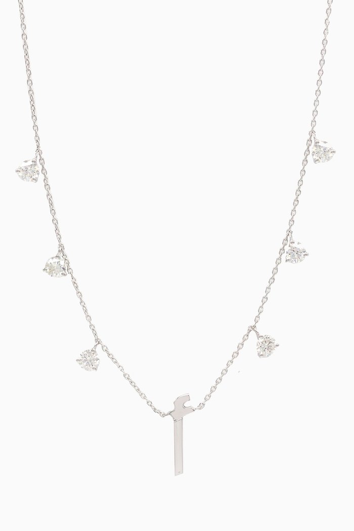 

Diamond Droplet Initial Necklace - Letter "A" in 18k White Gold
