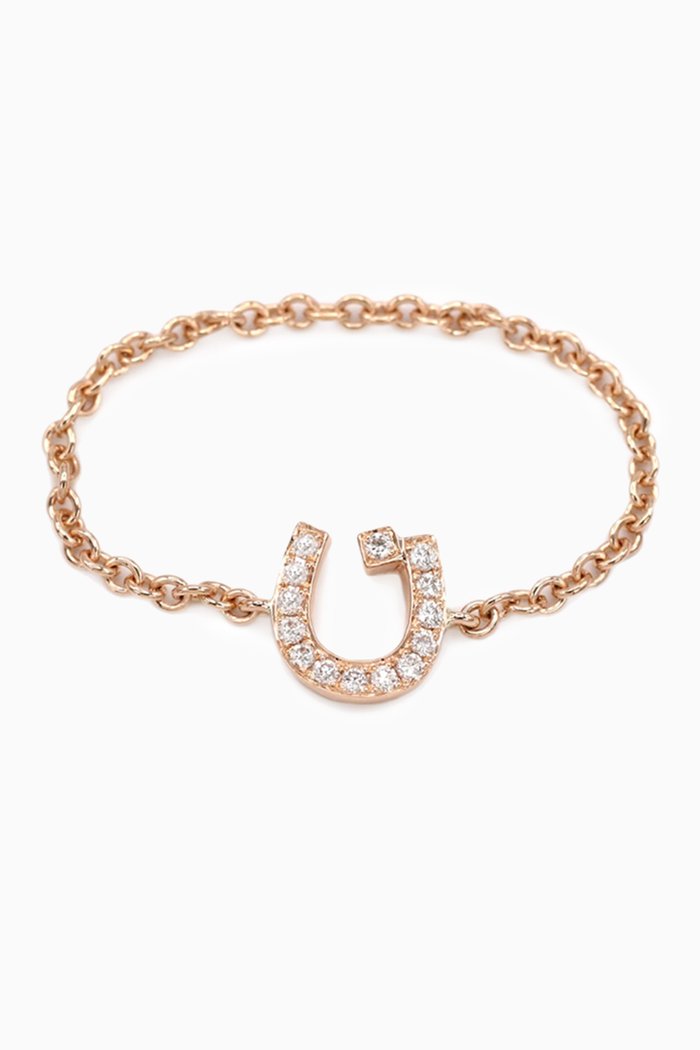 

Initial Chain Ring – Letter "N" in 18kt Rose Gold