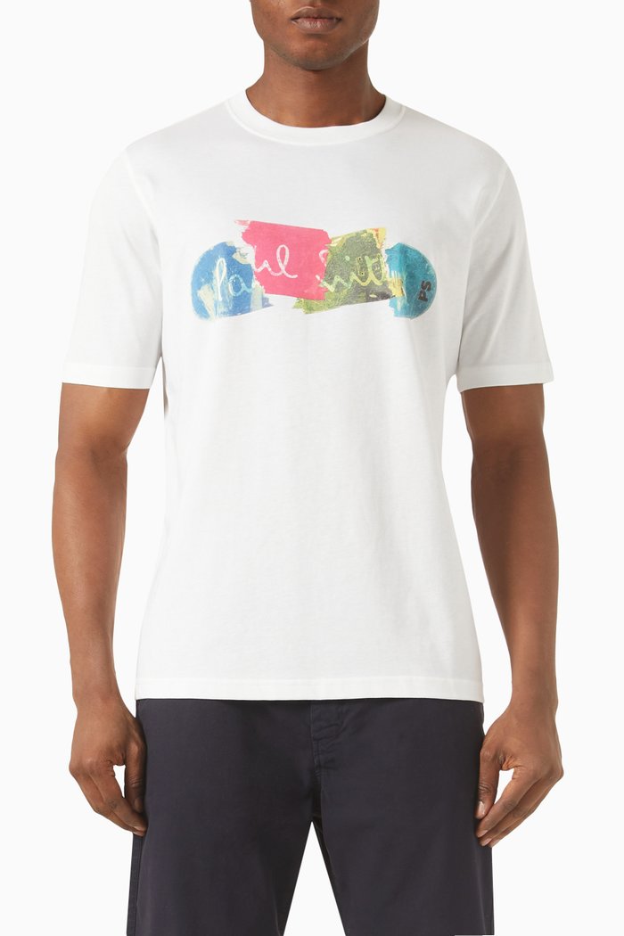 

Broken Board Print T-shirt in Organic Cotton, White