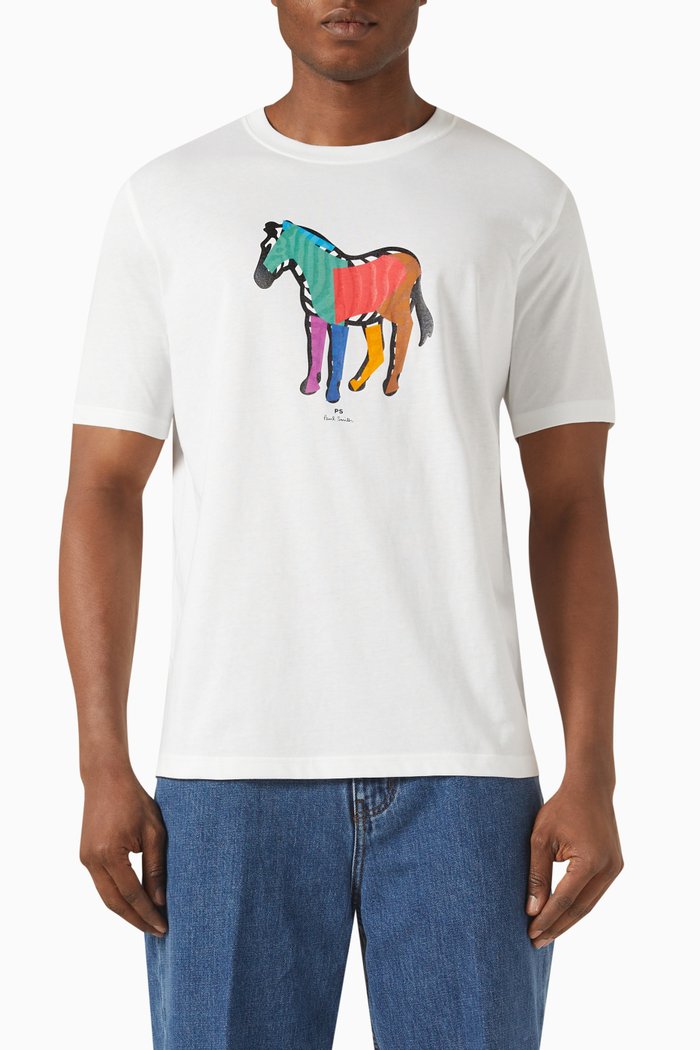 

Zebra Logo Print T-shirt in Organic Cotton, White