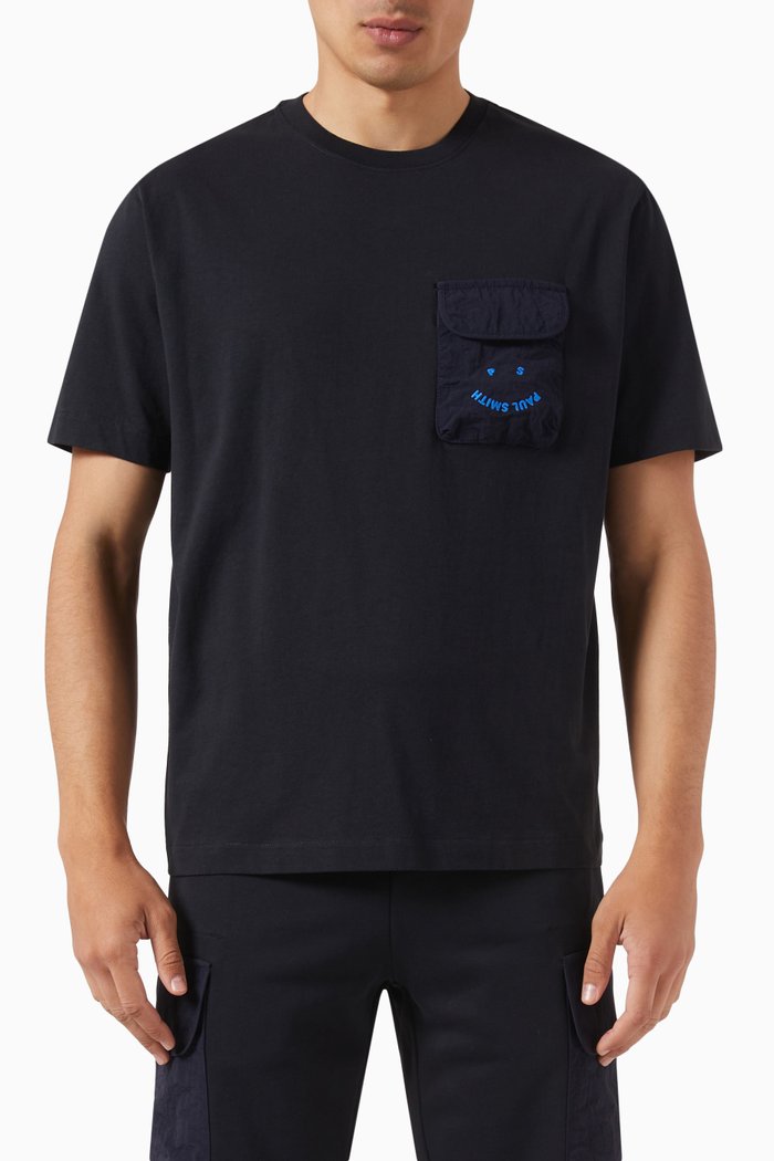 

Happy Cargo T-shirt in Cotton & Nylon, Blue