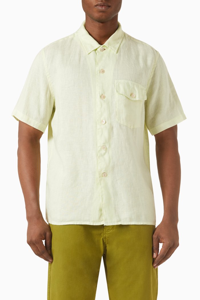 

Chest Pocket Shirt in Linen, Green