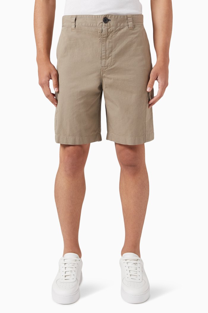 Cargo Shorts in Cotton-linen Blend, Neutral