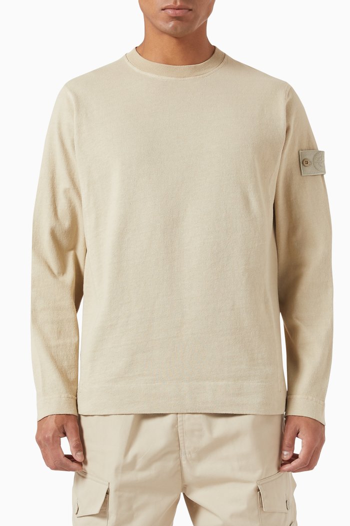 

Compass Logo Patched Sweatshirt in Cotton, Neutral