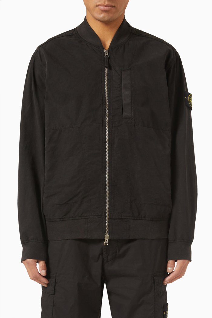 

Bomber Jacket in Cupro Cotton Twill Blend, Black