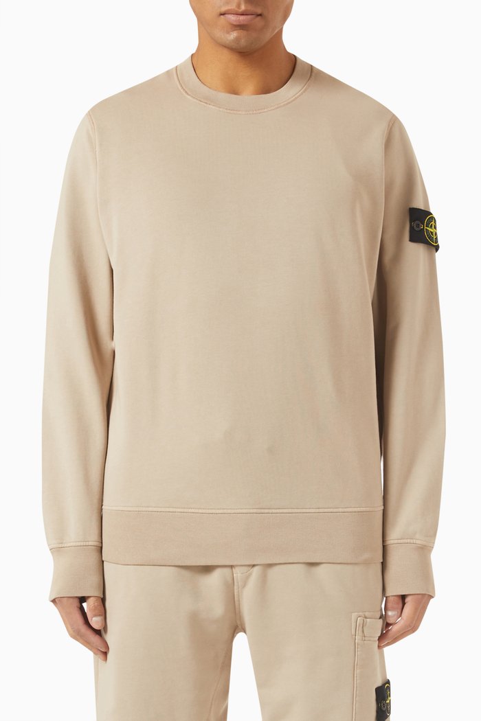 

Crew Neck Sweatshirt in Cotton Jersey, Brown
