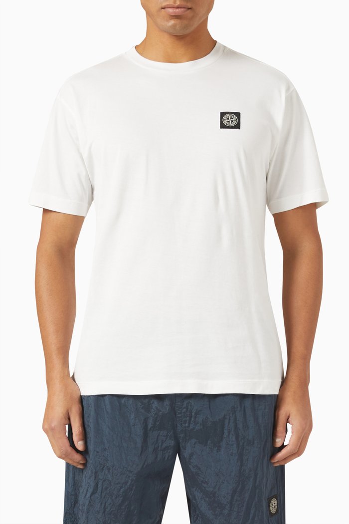 Compass Patch T-shirt in Cotton Jersey, White