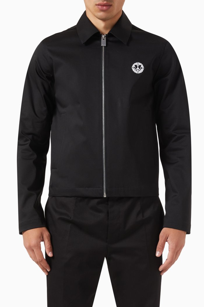 

Peace Sign Graphic Print Jacket in Cotton, Black