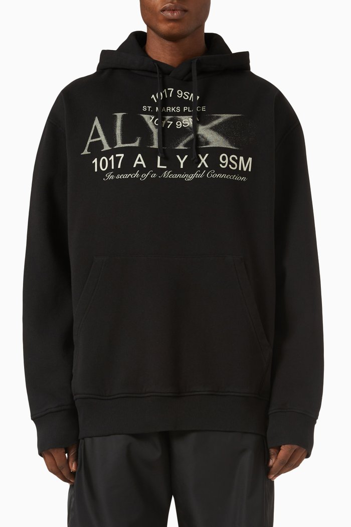 

Logo Print Hoodie in Cotton-fleece, Black