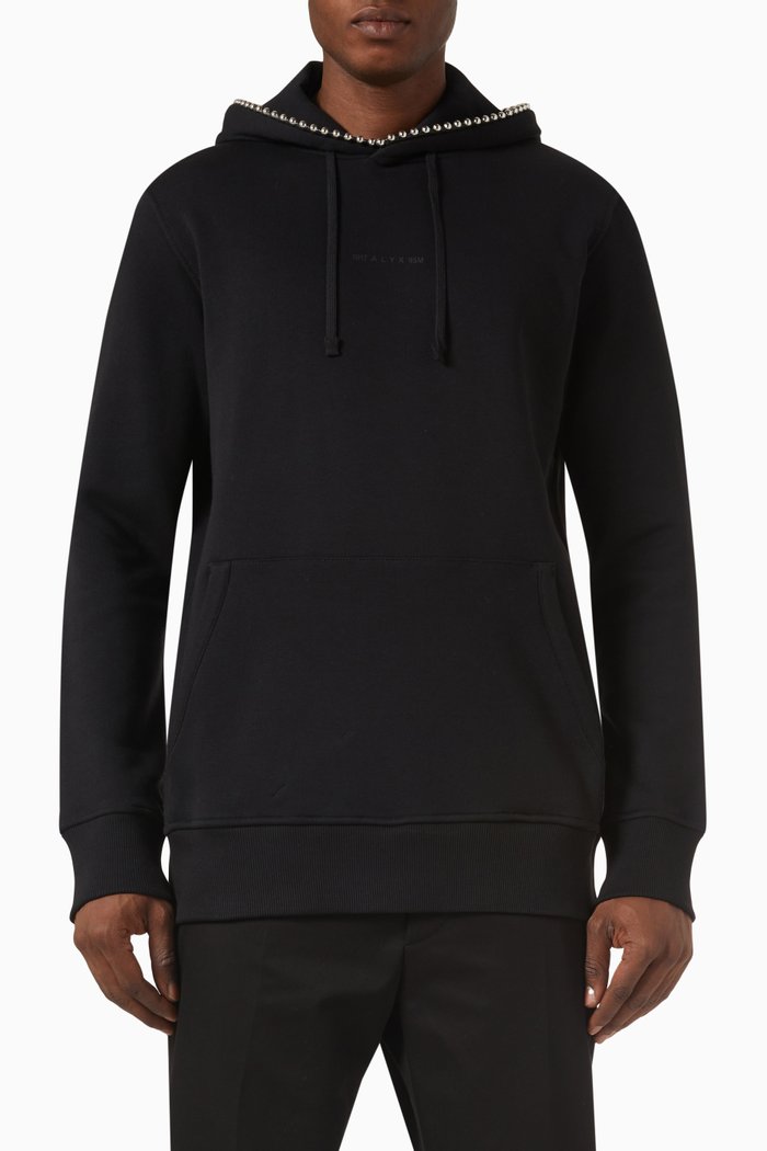 

Ball Chain Hoodie in Cotton-fleece, Black