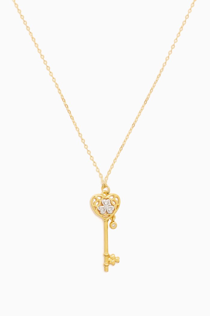 

Studded Diamond Key Pendant Necklace in 18kt Gold, Yellow