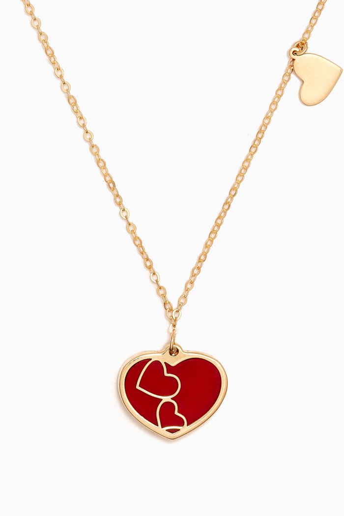 

Heart Coral Pendant Necklace in 18kt Gold, Yellow