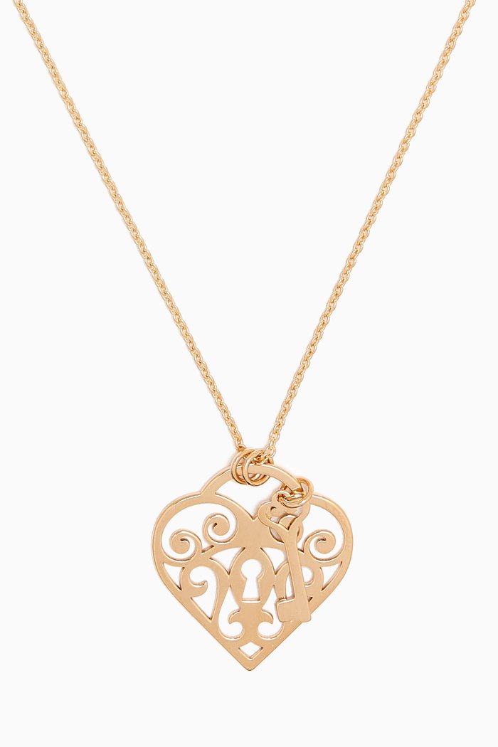 

Valentine Heart & Key Necklace in 18kt Gold, Yellow