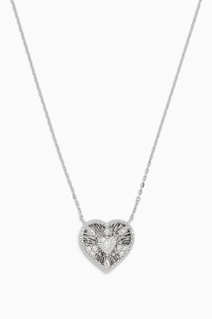 

Studded Diamond Heart Pendant Necklace in 18kt White Gold