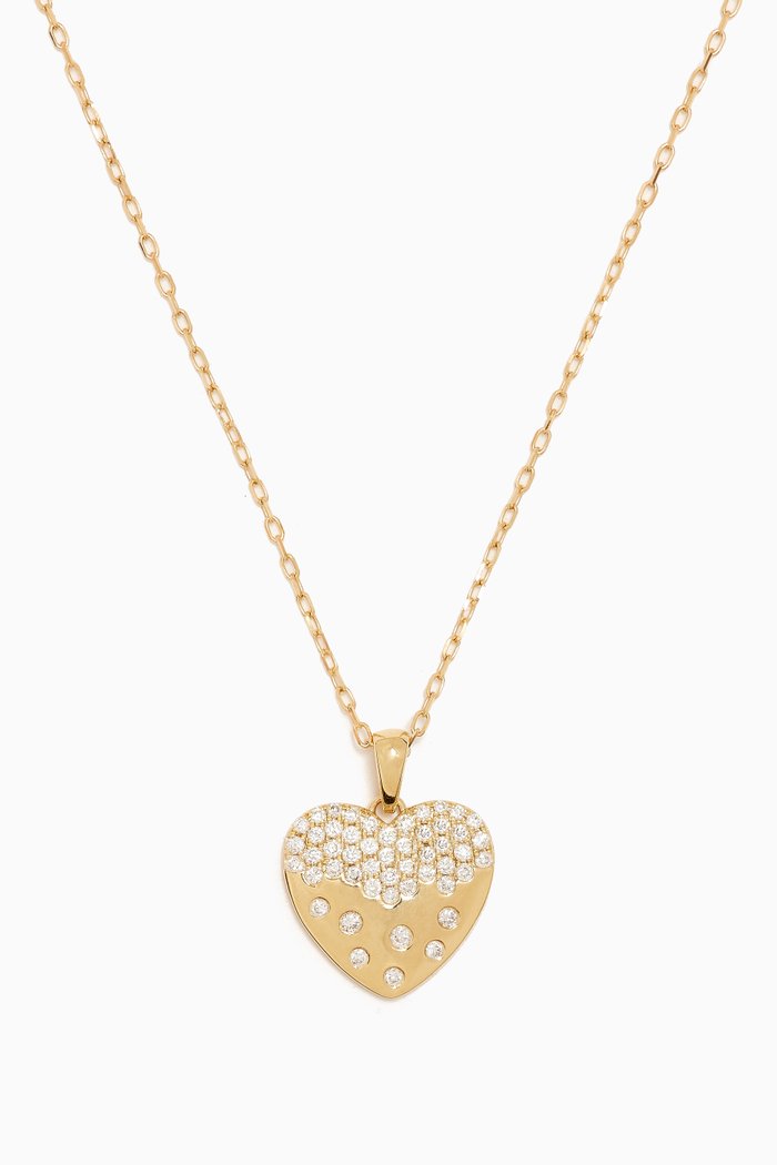 

Studded Diamond Heart Pendant Necklace in 18kt Gold, Yellow