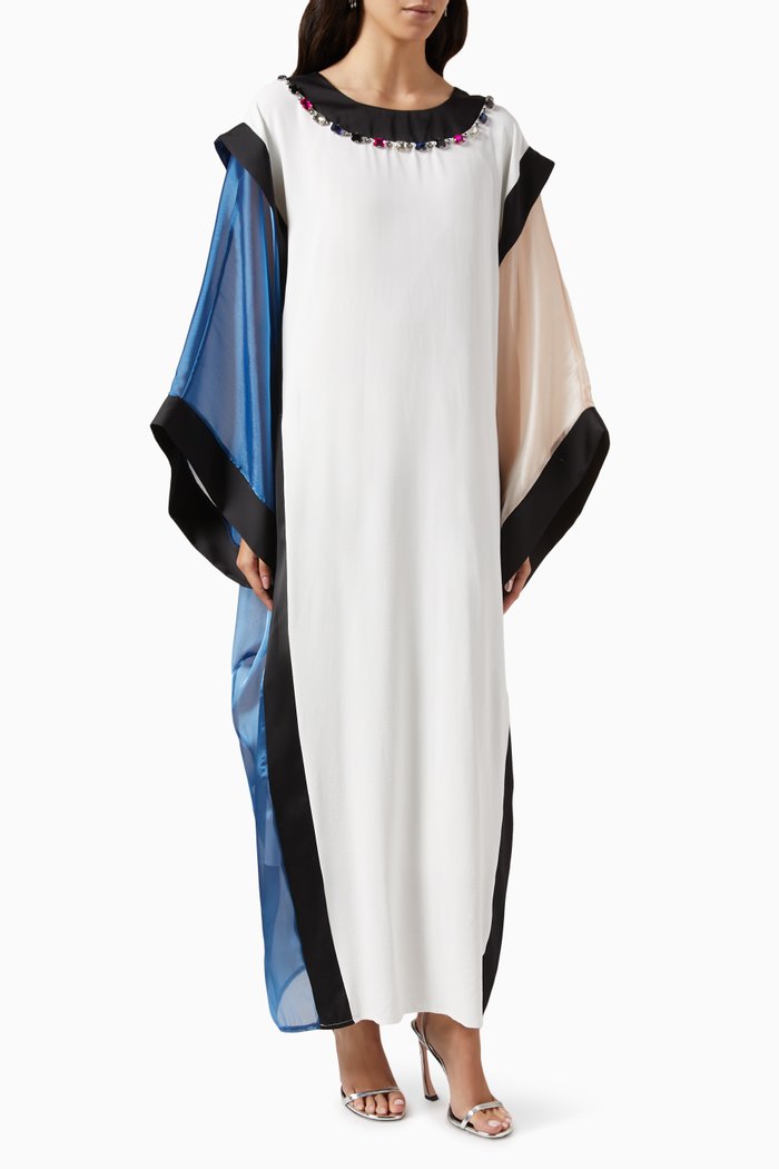 

Crystal-embellished Colour-block Maxi Dress, Neutral