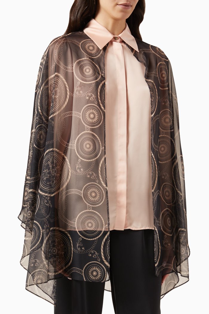 

Layered Cape Shirt in Satin, Neutral