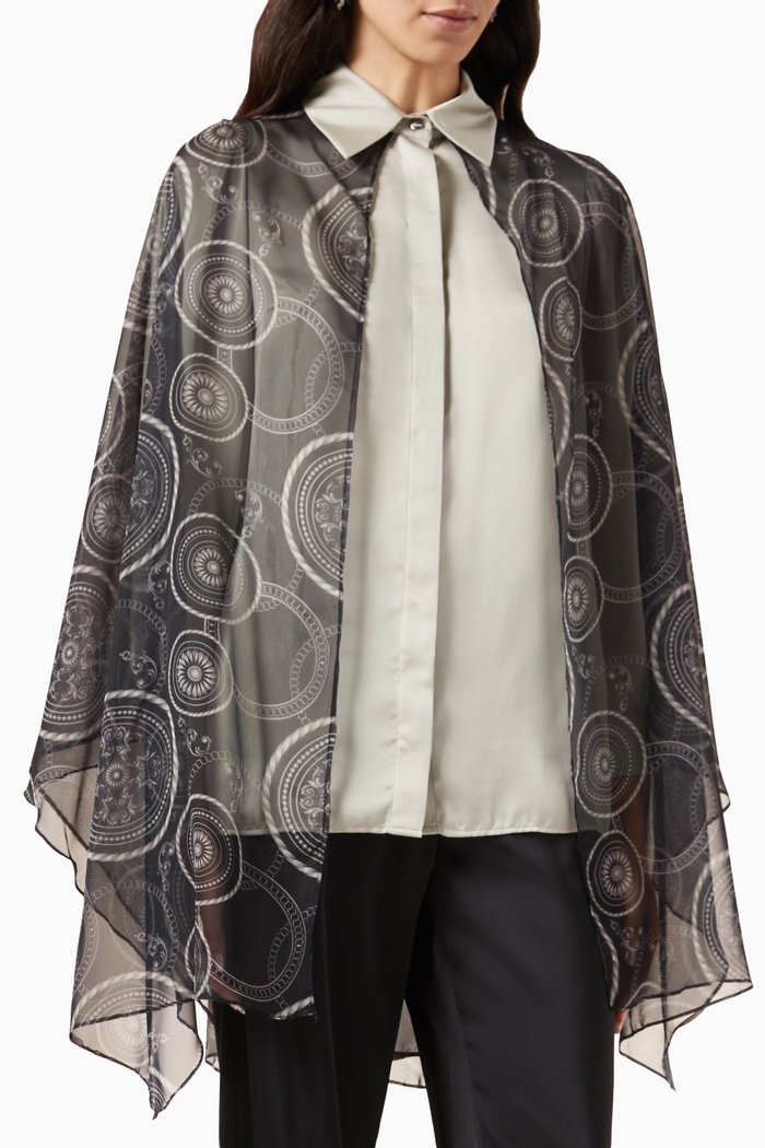 

Layered Cape Shirt in Satin, Grey