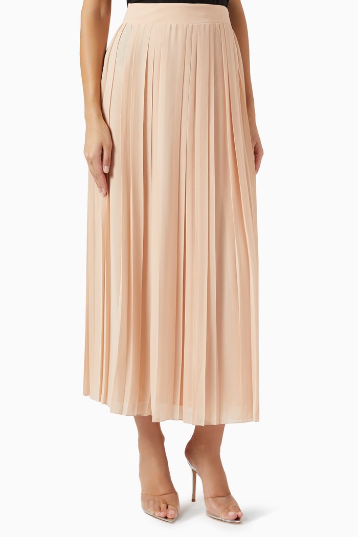 

Closed Pleated Midi Skirt in Viscose, Neutral