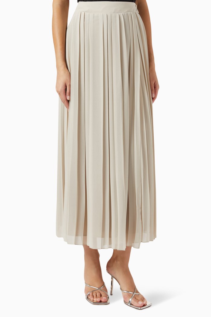 

Closed Pleated Midi Skirt in Viscose, Grey
