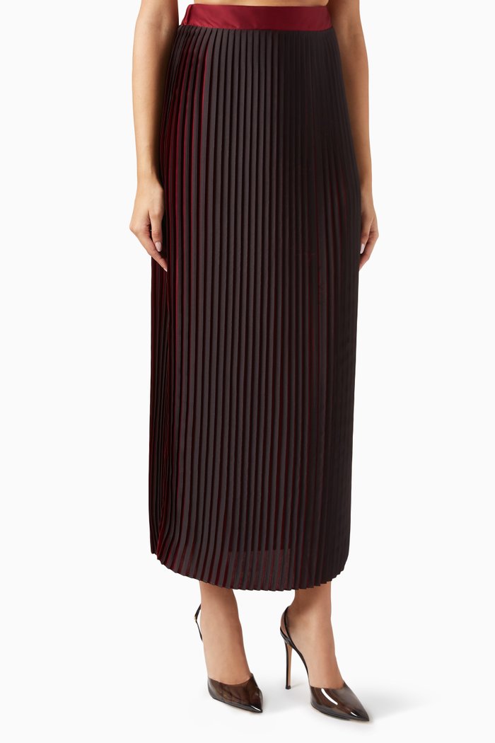 

Pleated Maxi Skirt, Red