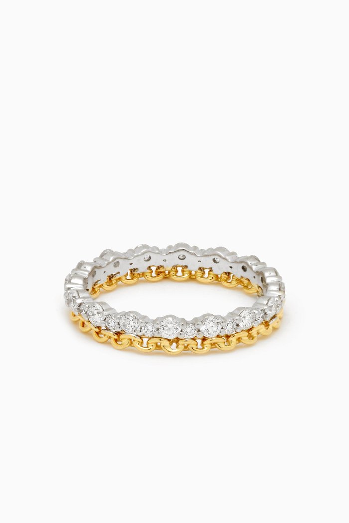 Salasil Diamond Twin Ring in 18kt Yellow & White Gold