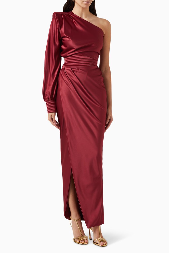 I Got You Gown in Stretch Satin, Red