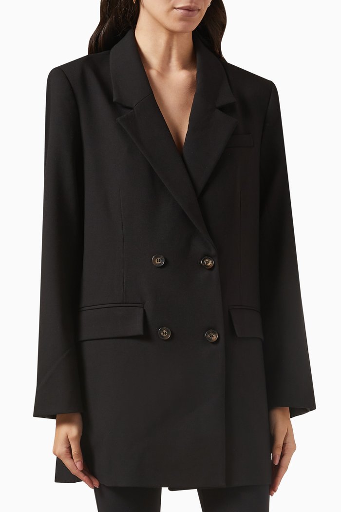 

Double-breasted Blazer in Recycled Polyester, Black