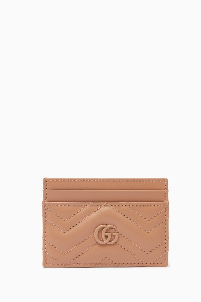 

GG Marmont Card Holder in Leather, Neutral