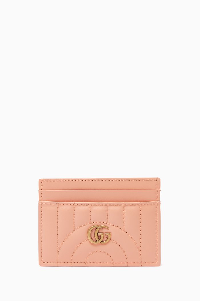 

GG Marmont 2.0 Card Case in Matelassé Leather, Orange