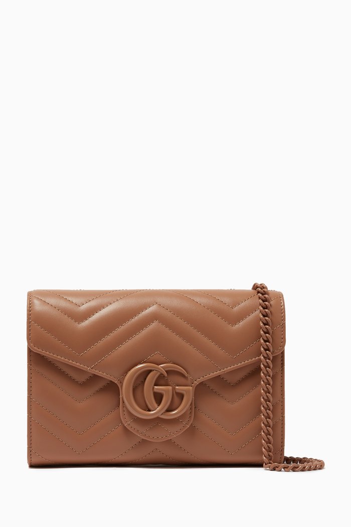 

GG Tonal Marmont Chain Wallet in Matelassé Leather, Neutral