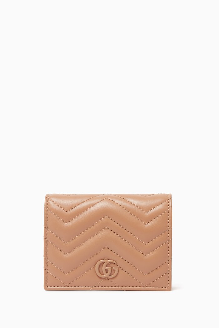 

GG Tonal Marmont Card Case Wallet in Matelassé Leather, Neutral