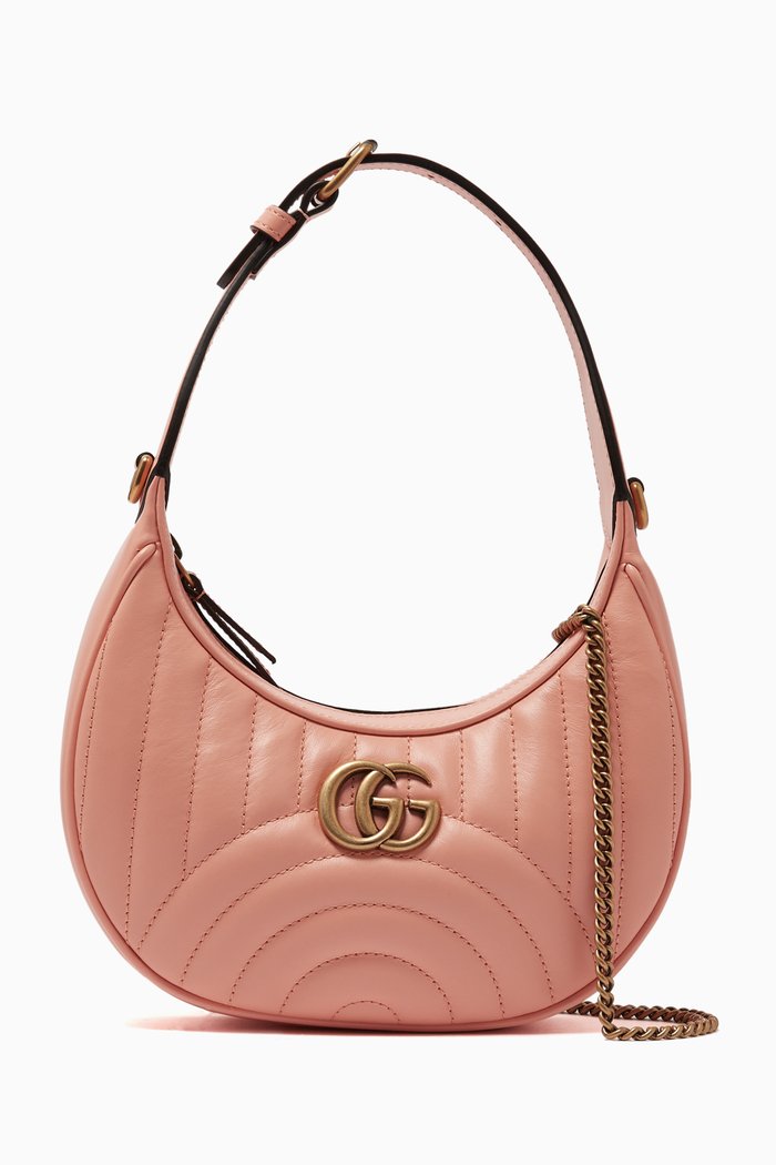 

Mini GG Marmont Half-moon Bag in Matelassé Leather, Orange