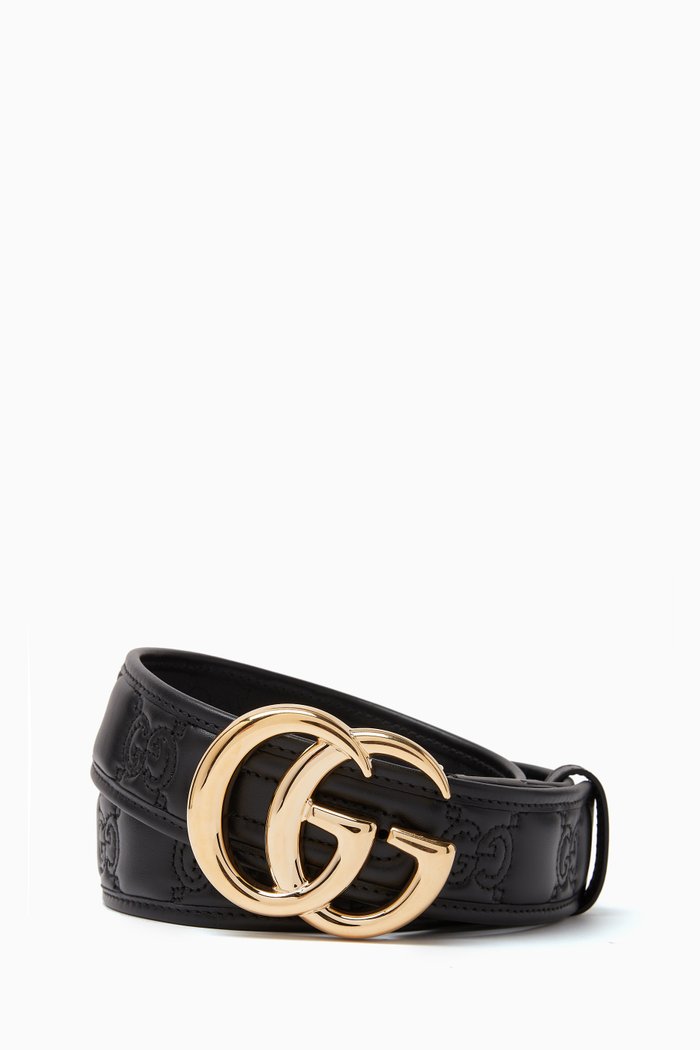 

GG Marmont Embossed Belt in Leather, Black