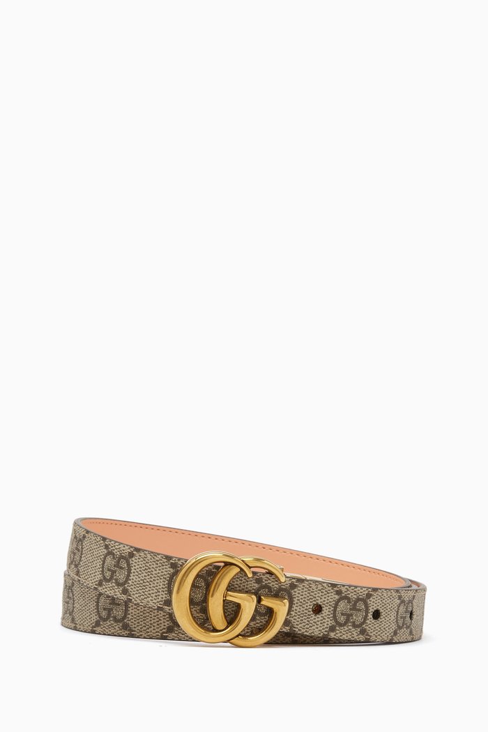 

GG Marmont Thin Reversible Belt in Canvas, Neutral