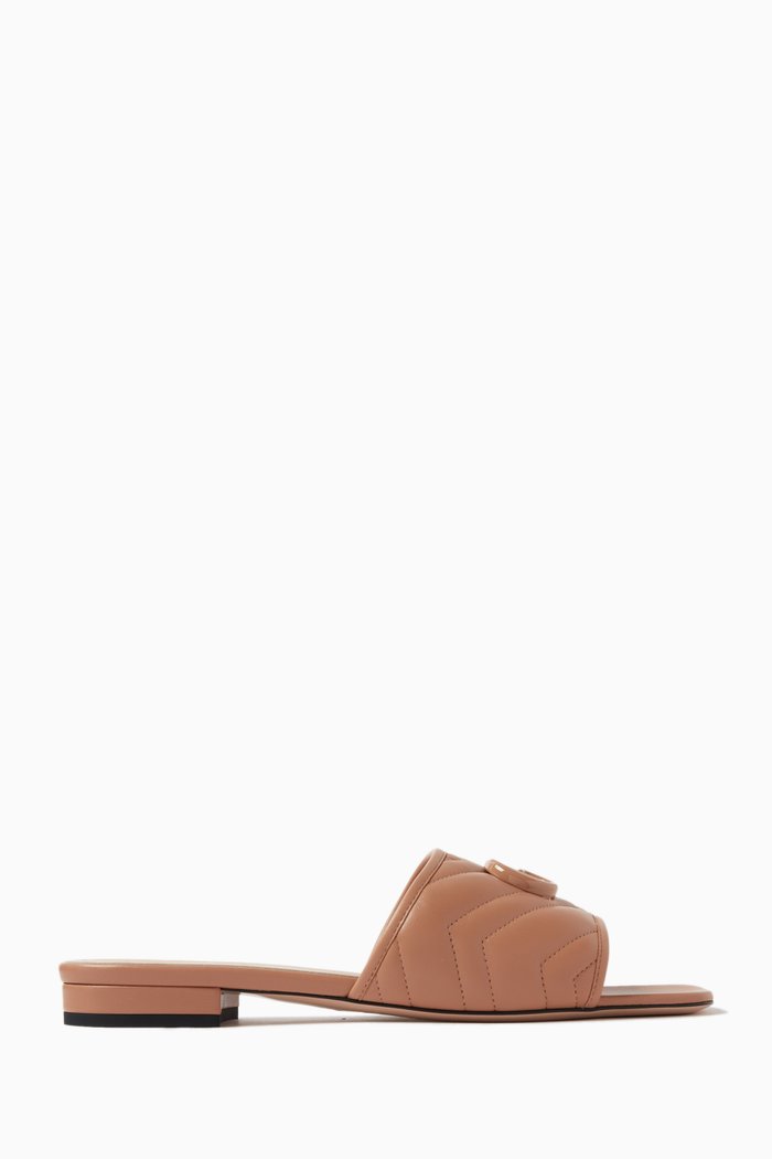 

Jolie Slides in Matelassé Leather, Neutral