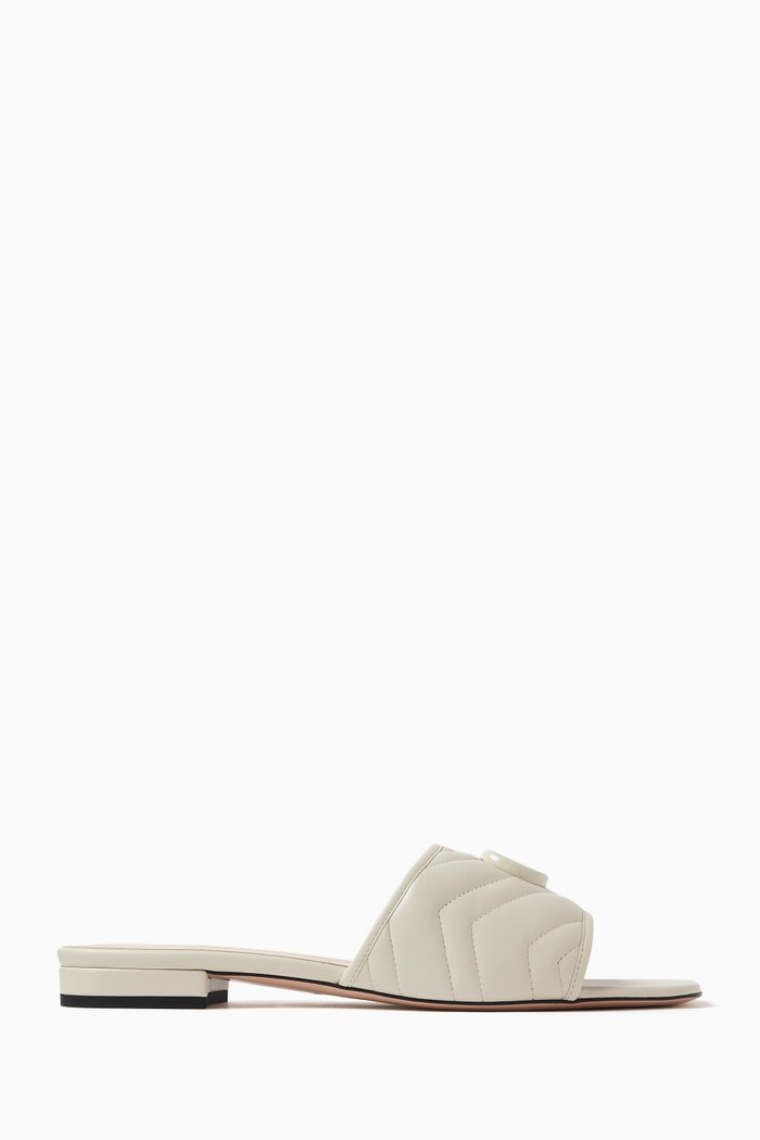 

Jolie Slides in Matelassé Leather, White