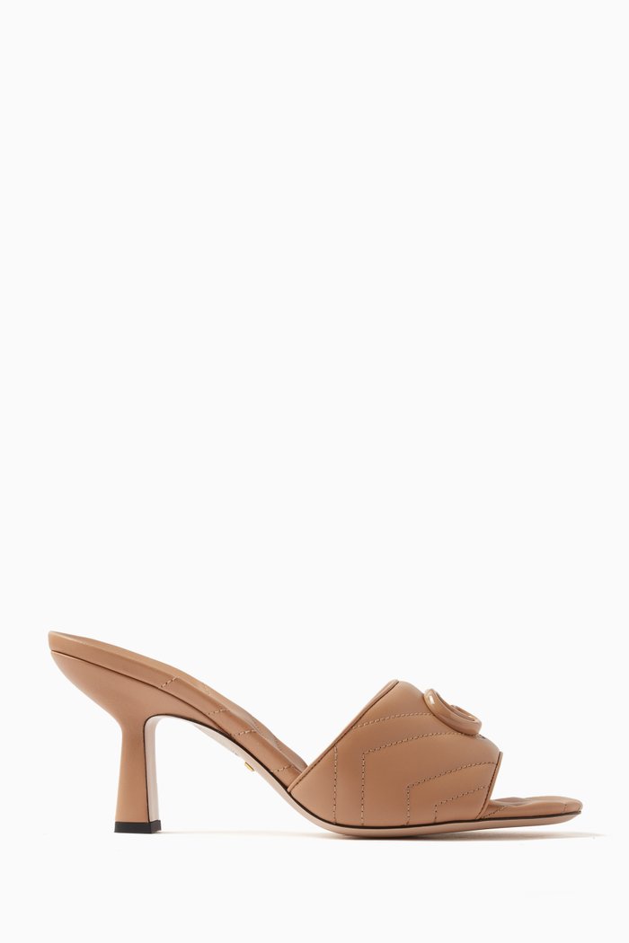 

Marmont 75 Double G Mules in Matelassé Leather, Neutral