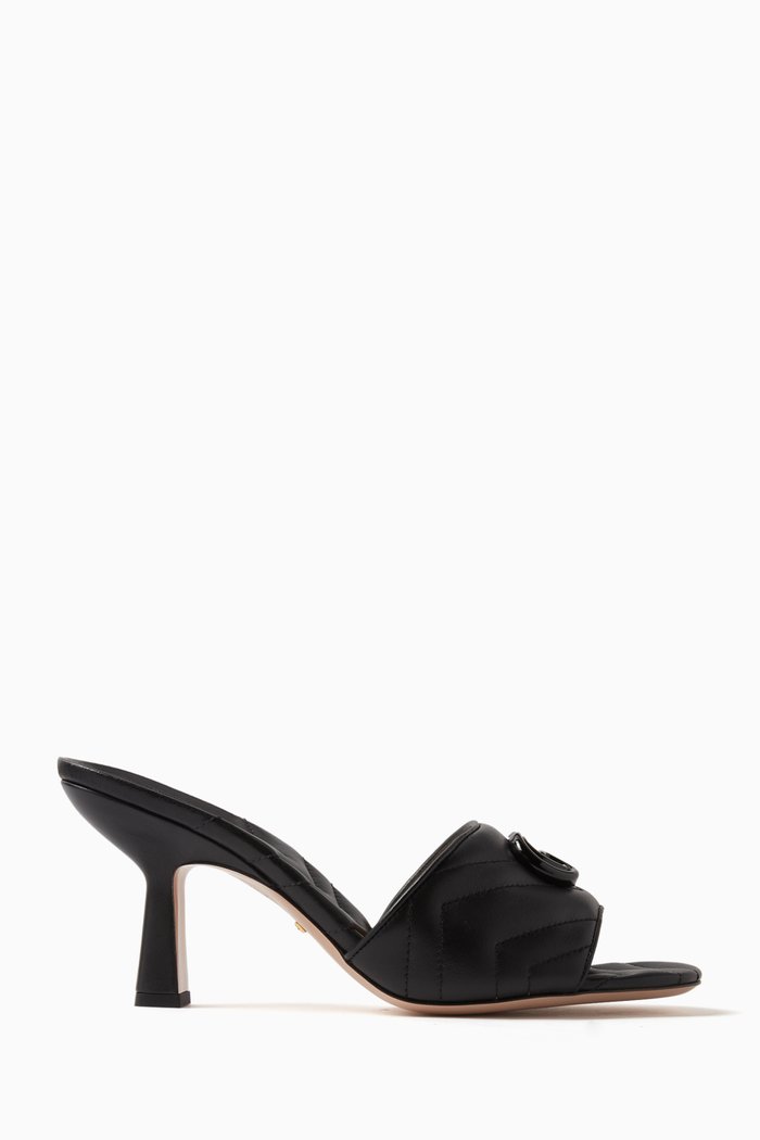 

Marmont 75 Double G Mules in Matelassé Leather, Black