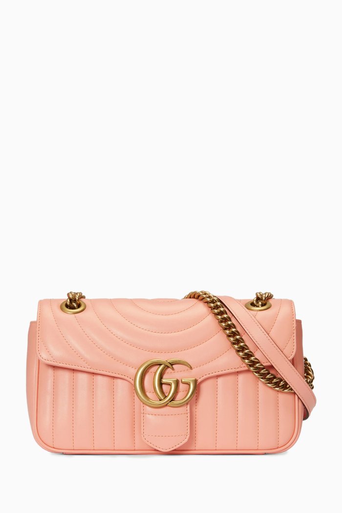 

GG Marmont Small Shoulder Bag in Matelassé Leather, Orange