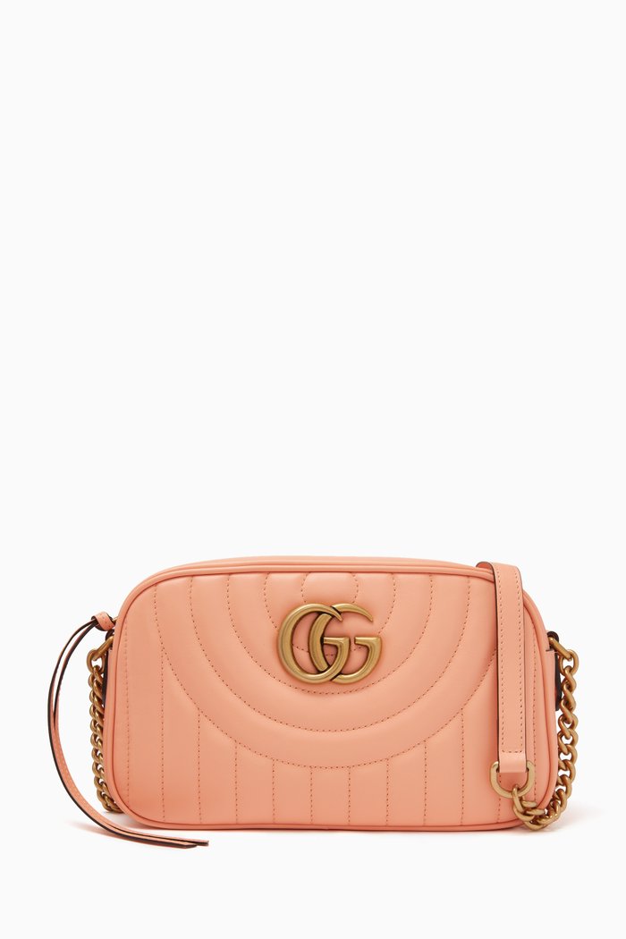 

GG Marmont 2.0 Small Camera Bag in Matelassé Leather, Orange