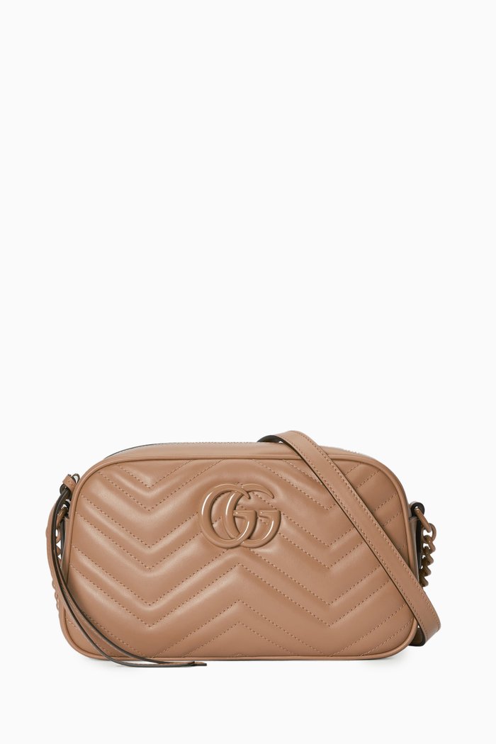 

GG Marmont 2.0 Small Camera Bag in Matelassé Leather, Neutral