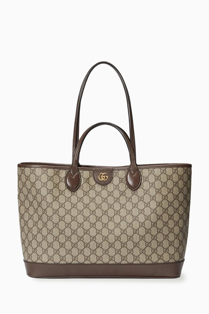 

Medium Ophidia GG Supreme Tote Bag in Canvas & Leather, Brown