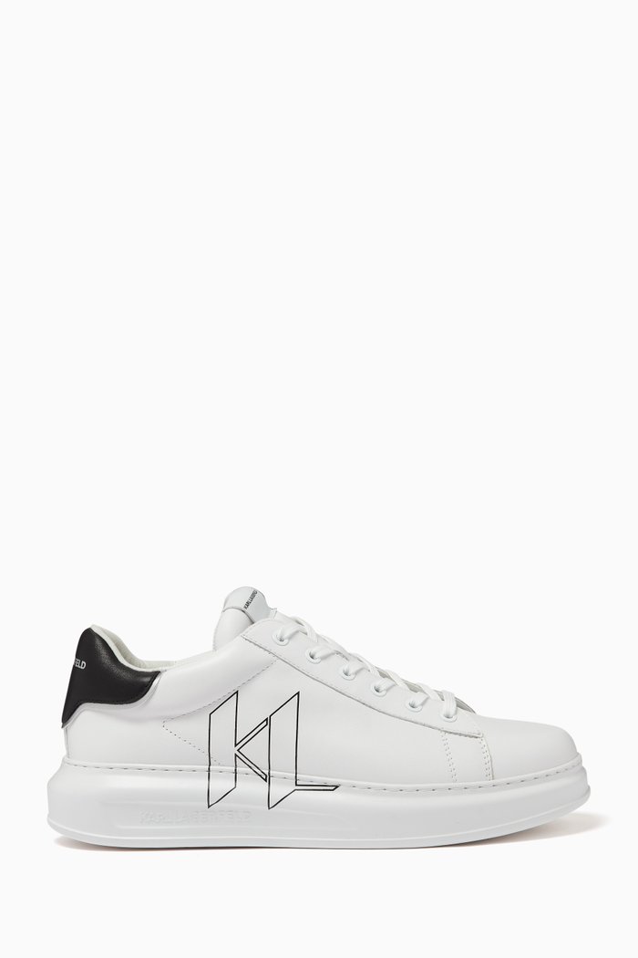 

Kapri Outline Monogram Sneakers in Leather, White