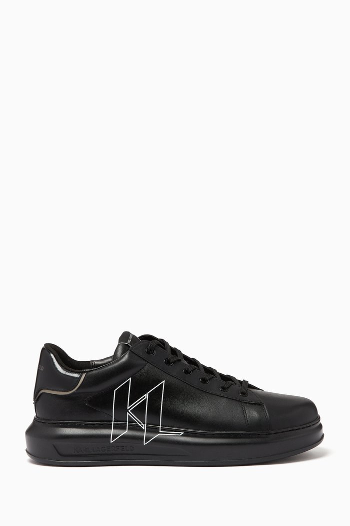 

Kapri Monogram Outline Sneakers in Leather, Black