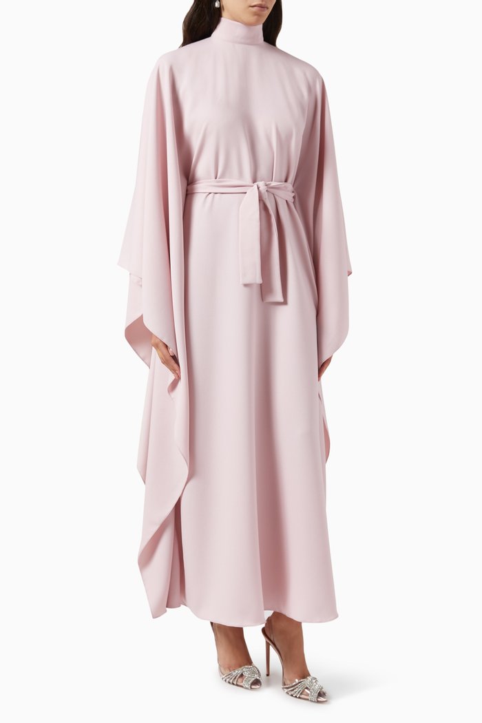 

Open Crystal Back Dress in Crepe, Neutral
