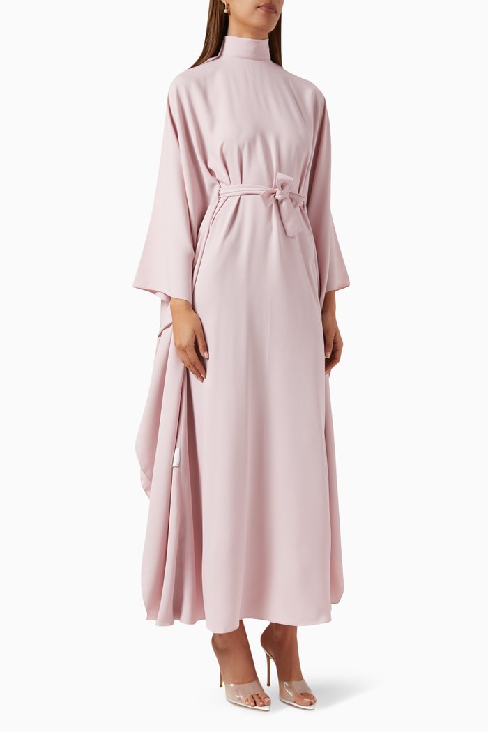 

Open Crystal Back Dress in Crepe, Pink